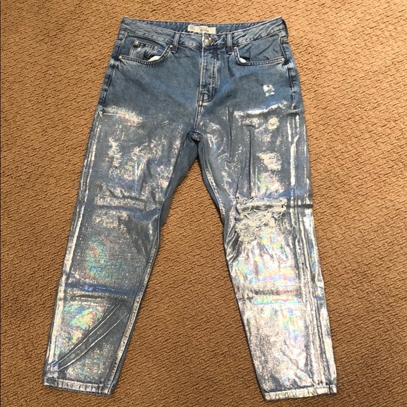 topshop holographic jeans